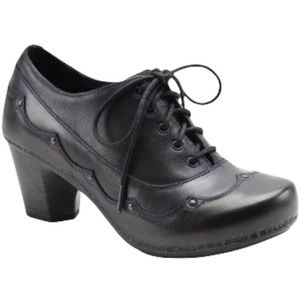 Dansko Nell Graphite Lace Up Clog Heels size 39